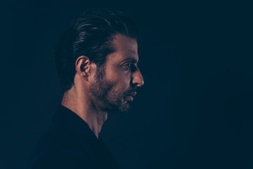 Close-up profile side view portrait of nice lovely classy elegan