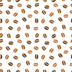 Brown coffee beans on white background.