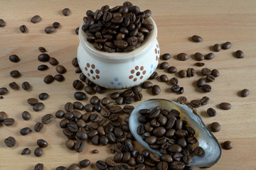 Kaffee geröstete Körner nahaufnahme