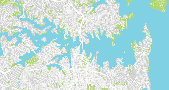 Urban Vector City Map Of Sydney, Australia