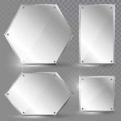 Metal panels of different shapes. Mirrors or awards.