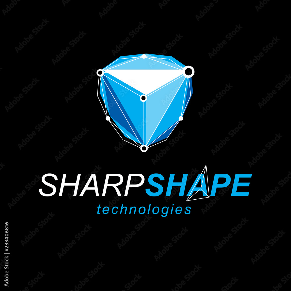 Aufkleber construction industry logotype. vector abstract 3d mesh object, design element technology low poly t