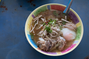 Rice Noodle with Pork, boiled egg and vegetable favorite food