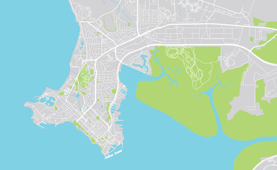Urban vector city map of Darwin, Australia