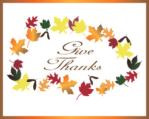 Thanksgiving-Give Thanks with Fall Leaves