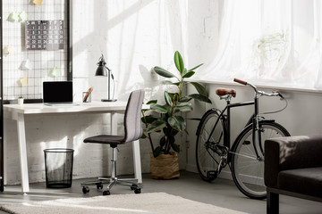 interior of home office with workplace in modern style