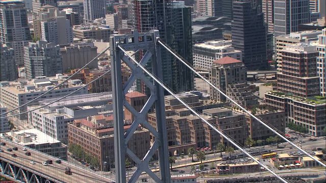 Aerial USA California Francisco Oakland Bay Bridge city
