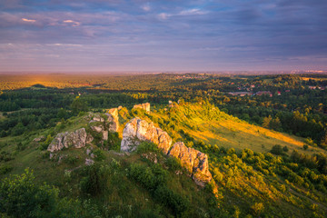 Obraz premium View from Mountain Biaklo near Olsztyn in Jura Krakowsko-Czestochowska, Poland