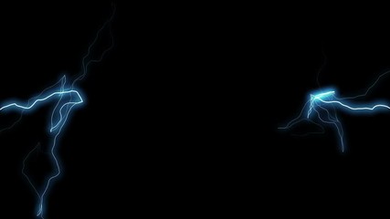 Lightning Strikes on Black Background. Electrical Storm. Loop Animation