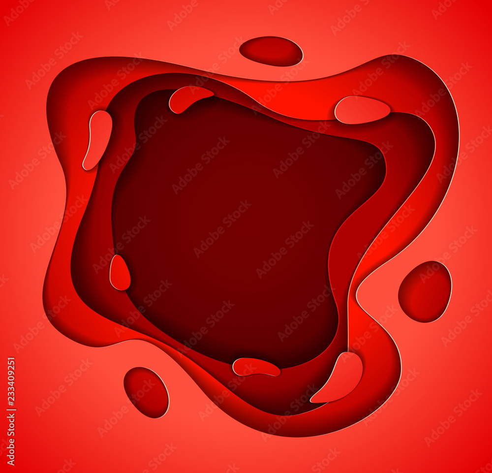 Poster 3d abstract red background with paper cut shapes. vector illustration in paper cut style. layout for