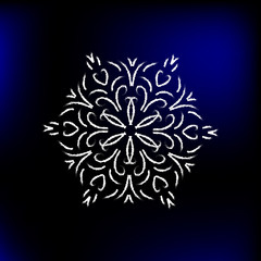 Vector Illustration. Isolated snowflake icon. Winter ornament element drawn by brush