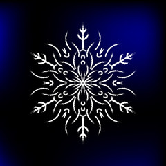 Vector Illustration. Isolated snowflake icon. Winter ornament element drawn by brush