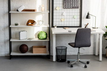 interior of cozy workplace at home office