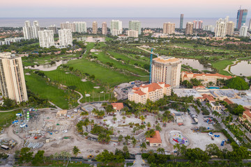 Aerial photo water park construction Turnberry Isle resort Aventura Florida