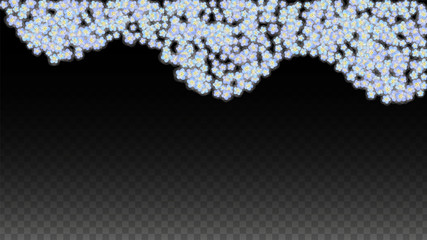 Blue Vector Realistic Blue Petals Falling on Transparent Background.  Spring Romantic Flowers Illustration. Flying Petals. Sakura Spa Design. Blossom Confetti. Design Elements for Wedding Decoration.