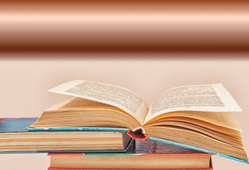 books on brown background