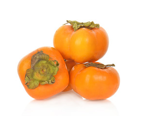 fresh ripe persimmons isolated on white background