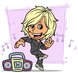 Fototapeta na wymiar Cartoon blonde dancing girl character