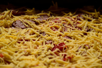 Pizza background - macro shot delicious italian pizza
