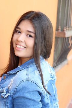 Long haired young female headshot
