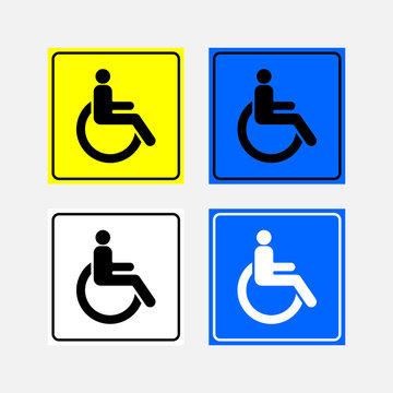 set icon movement of persons with disabilities, concept