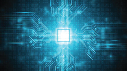 blue futuristic circuit with cpu technology background,motherboard on cyberspace,transfer data process technology background