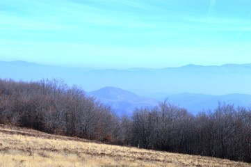 landscape of the hills and mountains in autumn
