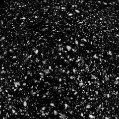 Isolated natural white snow texture effect on black night background. Winter snowflakes.