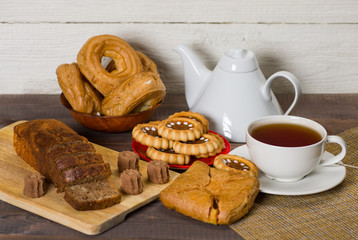 tea table, bake, pastries, muffin, cakes, sweets