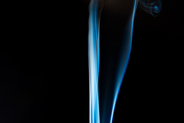 Blue smoke on black background, smoke abstract