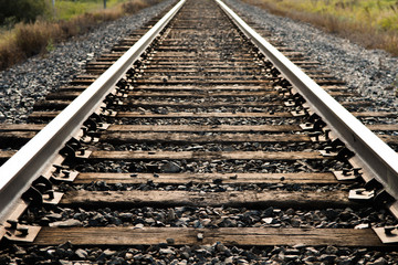 Fototapeta premium Close up of railway leading lines