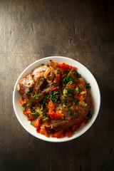 Traditional Italian Ossobuco with lemon and parsley sauce