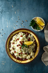 Cauliflower couscous with pomegranate seeds