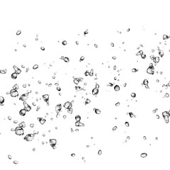 Isolated black water bubbles on white background. Rain water drops. Underwater oxygen. 