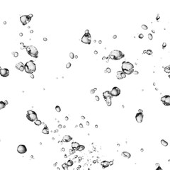 Isolated black water bubbles on white background. Rain water drops. Underwater oxygen. 