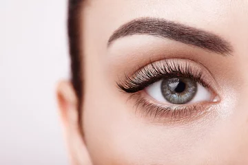 Foto op Aluminium Female eye with long false eyelashes © Oleg Gekman