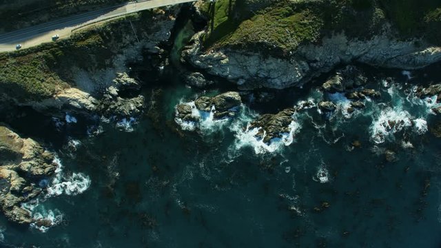 Aerial view Cabrillo Highway coast road Big Sur