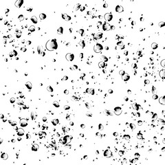Isolated black water bubbles on white background. Rain water drops. Underwater oxygen. water,water