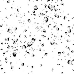 Isolated black water bubbles on white background. Rain water drops. Underwater oxygen. water,water
