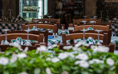 tables and chairs in cafe