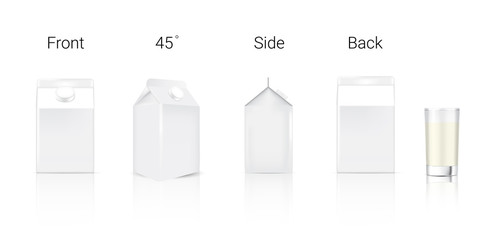 3D Mock up Realistic Milk Bottle, Carton Pack Box and Glass for food and Drink product packaging Background.