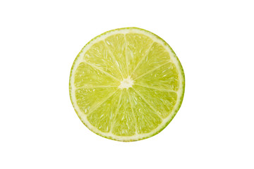 Lime slice isolated on white background with clipping path