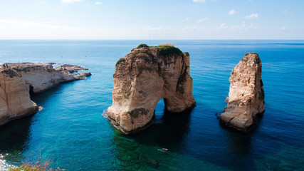 Pigeon Rocks in Beirut, Lebanon