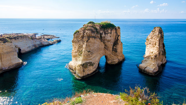 Pigeon Rocks in Beirut, Lebanon