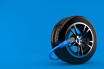Car tire with network cable