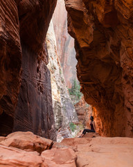 Girl in desert canyon