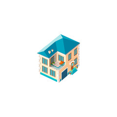 Isometric facade beige house