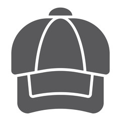 Cap glyph icon, clothing and casual, hat sign, vector graphics, a solid pattern on a white background.