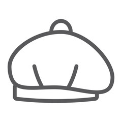 Beret line icon, hat and clothing, cap sign, vector graphics, a linear pattern on a white background.