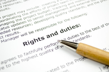 Rights and duties with wooden pen